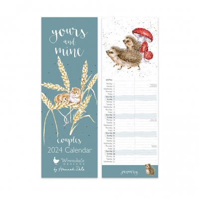 Yours and Mine Couples Calendar 2024 with mice and country animals