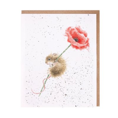 Mouse and poppy greeting card