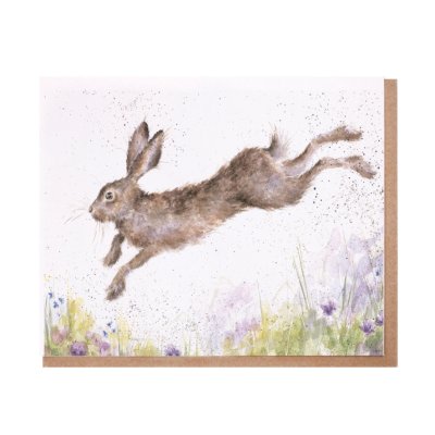 Leaping hare greeting card