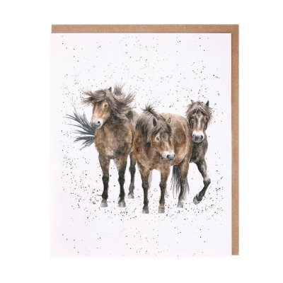Three horse greeting card