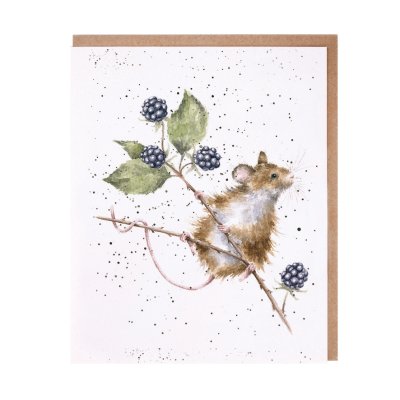 Mouse on brambles greeting card
