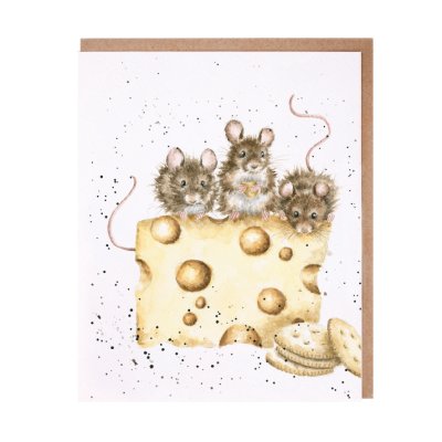Mice on a piece of cheese greeting card
