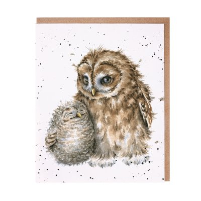 Owl and owlet greeting card