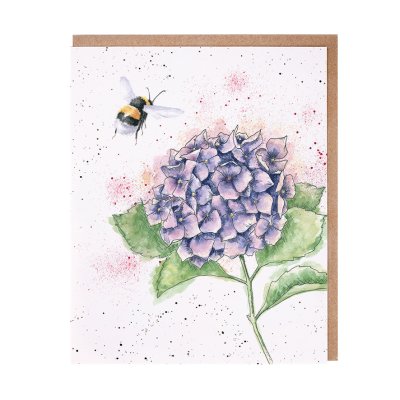 Bee and hydrangea greeting card