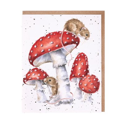 Mouse and mushroom greeting card