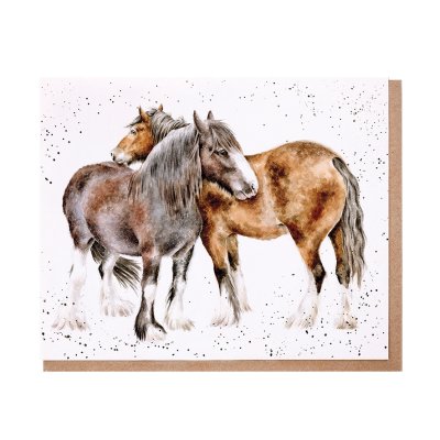 Two Shire horses greeting card