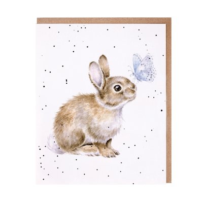 Rabbit and butterfly greeting card