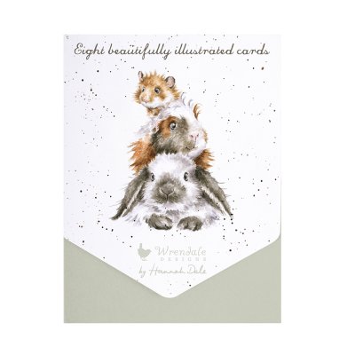 Rabbit, guinea pig and hamster illustrated notecard set