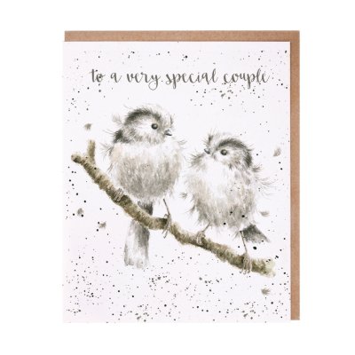 Long tailed tit birds anniversary card