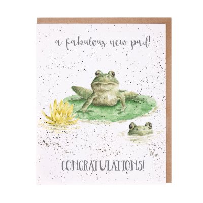 Frog on a lily pad new home card