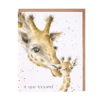 Giraffe and calf new baby card