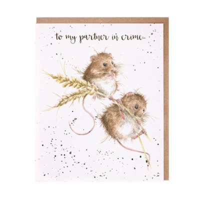 Mice on wheat anniversary card