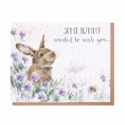 Rabbit amongst flowers birthday card
