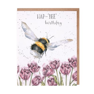 Bee and tulips birthday card