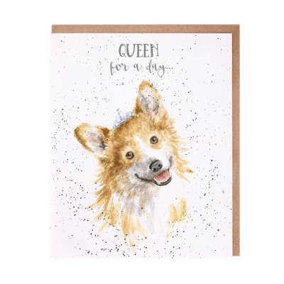 Corgi in a crown birthday card