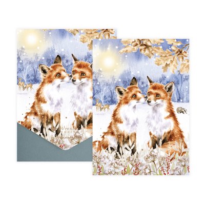 'Footprints in the Snow' fox boxed Christmas cards