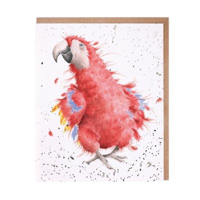 Red parrot greeting card