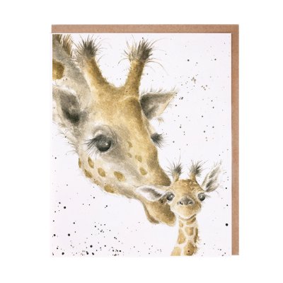 Giraffe and its calf greeting card