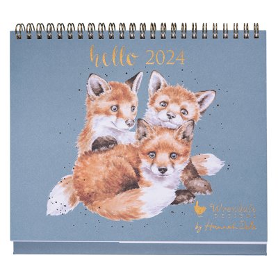 2024 Desk Calendar with three fox cubs