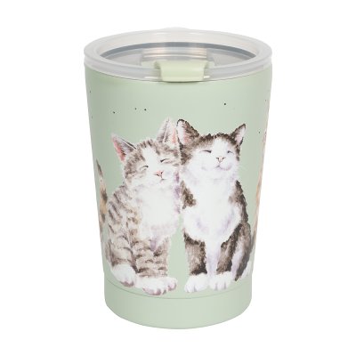 Thermal travel cup with cat print
