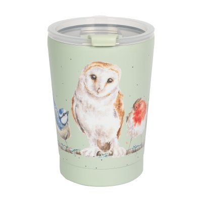 Thermal travel cup with bird print