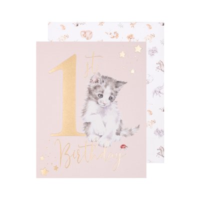 Cat first birthday greeting card