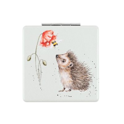 Hedgehog and poppy pocket compact mirror