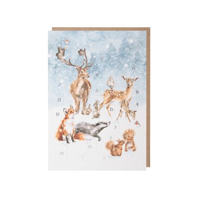Woodland animal advent calendar card